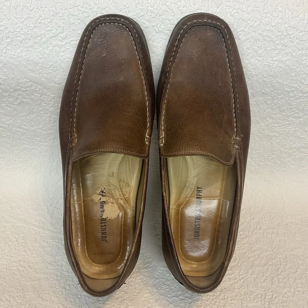 JOHNSTON MURPHY Casual Dress Shoes Cognac‎ Brown Leather Driver Loafer Size 10M